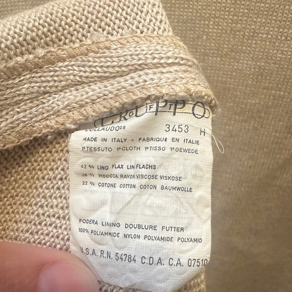 Valentino Studio Vintage Textured Tan and Cream Knit Dress size 14 - Picture 6 of 11